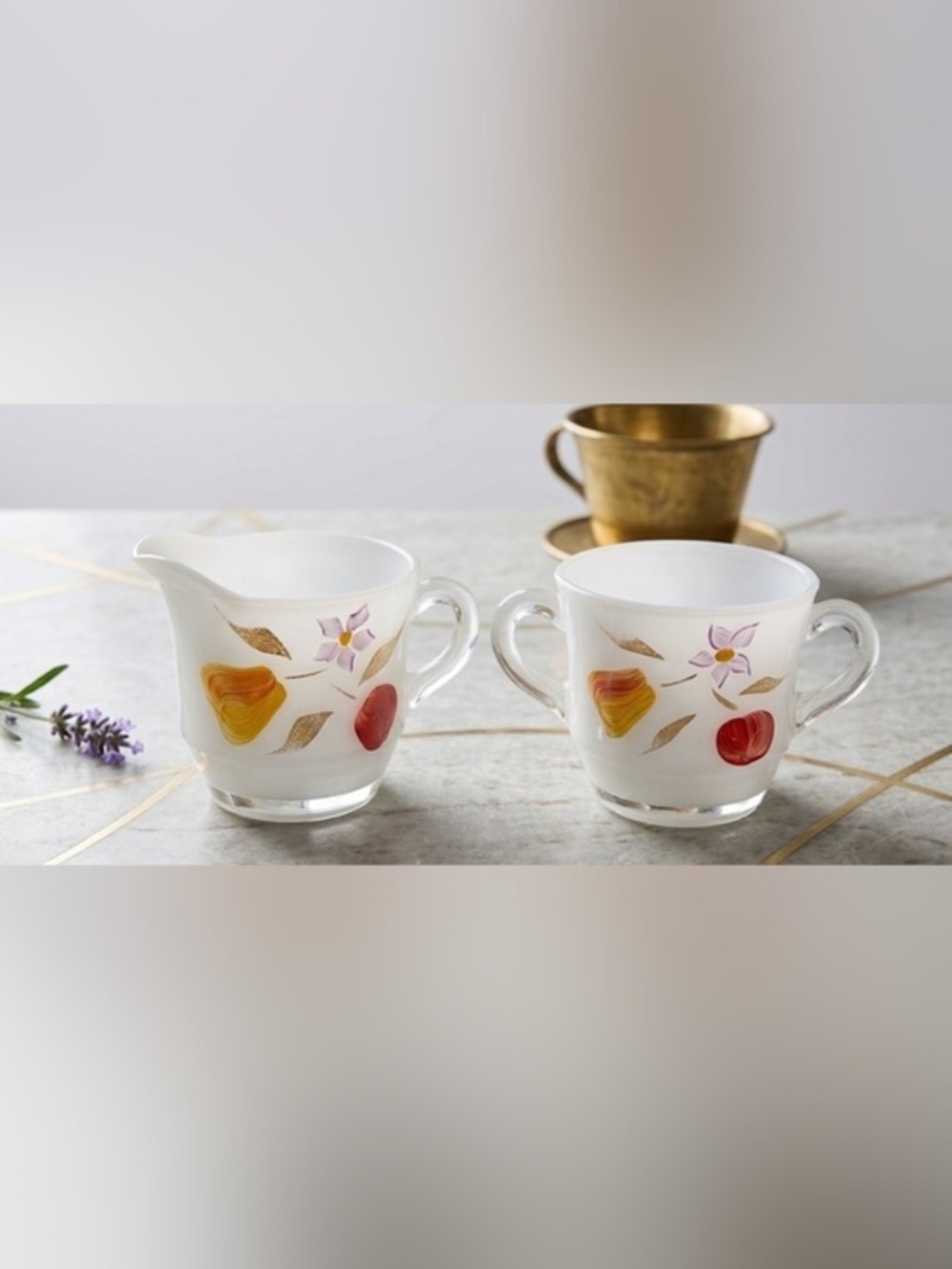 Vintage Bartlett Collins Creamer and Sugar Set Handpainted